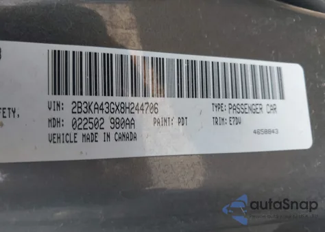 2008 Dodge Charger из США, поврежденный, VIN 2B3KA43GX8H244706